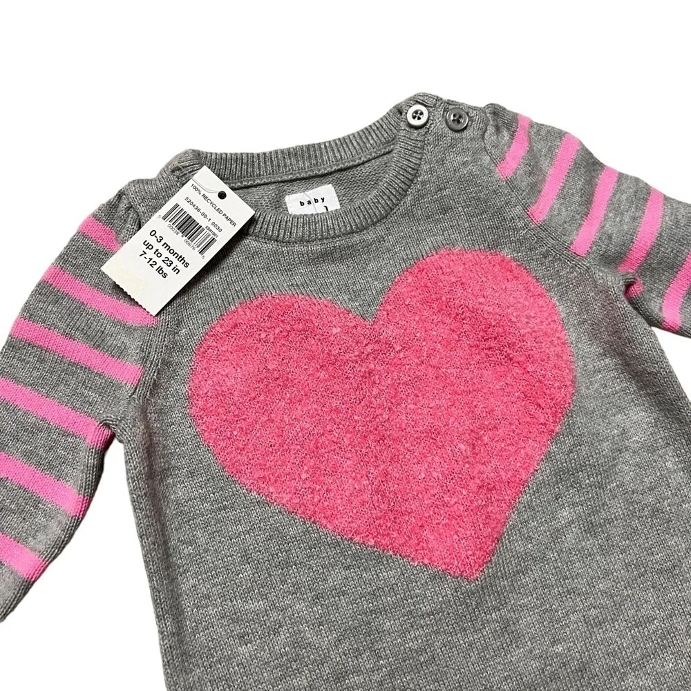 Gap Baby Knit Jumpsuit with Striped Sleeves and Heart